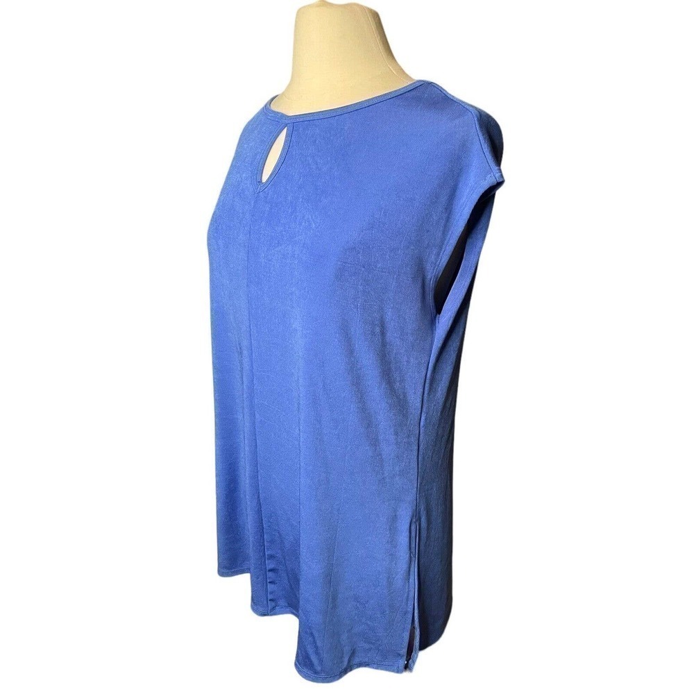 Chico’s Travelers Blue Keyhole Tunic Top Size 1 (US Size 8-10) Medium Slinky - Picture 2 of 7